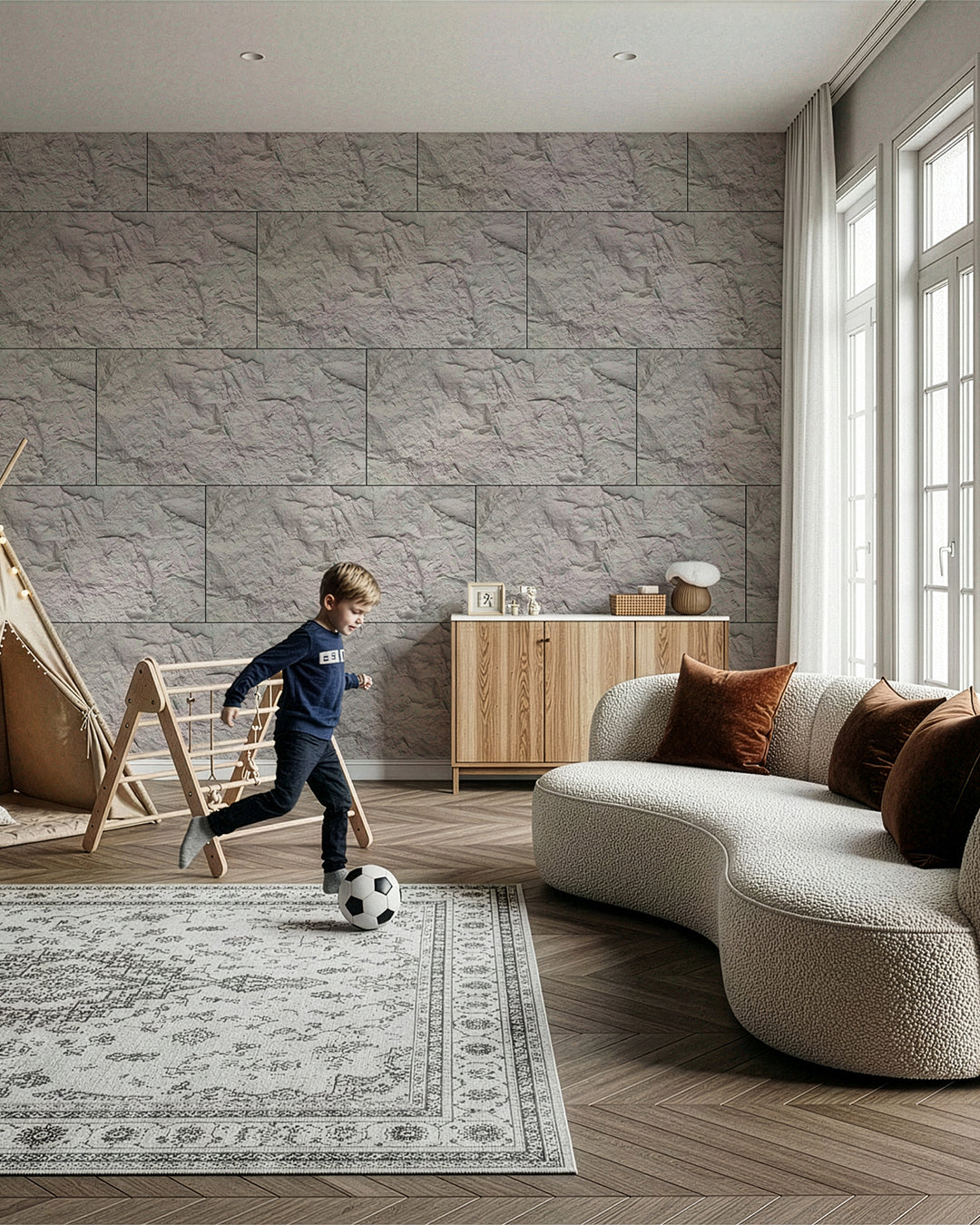 Panel de pared de piedra de pu