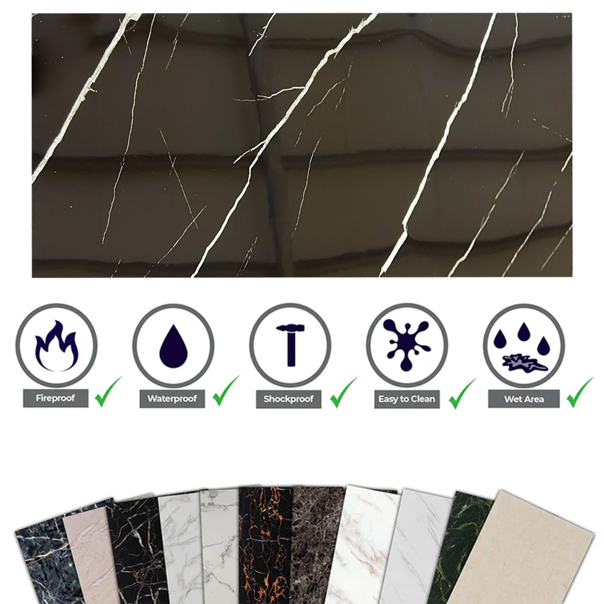 Black Lightning V-02 / Alternativa de mármol a los azulejos del baño
