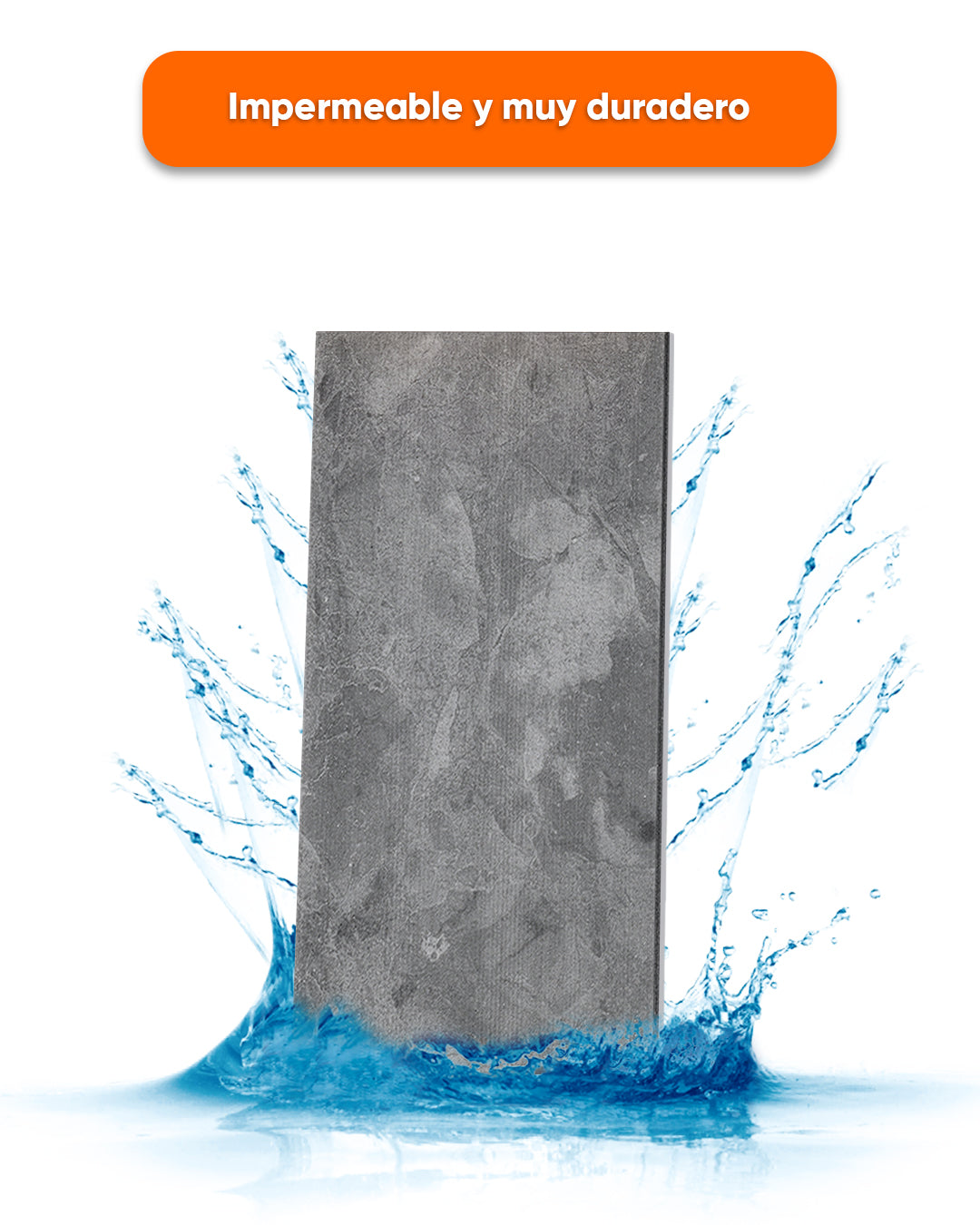 Revestimiento de pared efecto hormigón 50×100×2 cm | Paneles de pared 3D de poliestireno | Storm Grey Concrete AT-04