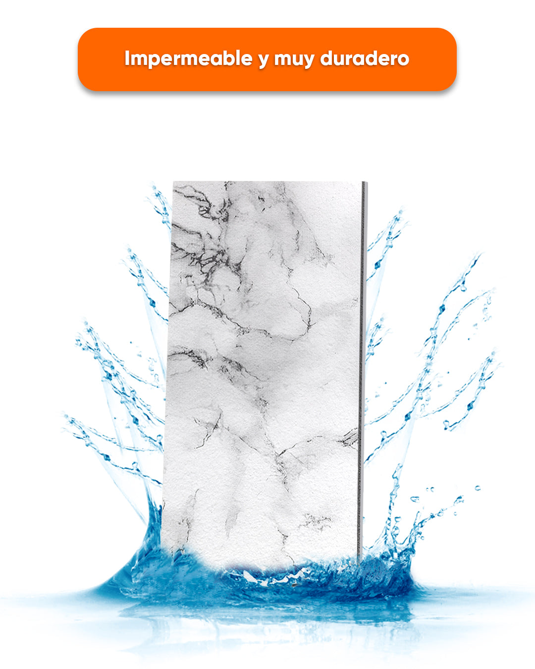 Revestimiento de pared efecto mármol 50×100×2 cm | Paneles de pared 3D de poliestireno | Carrara Blanco AT-05