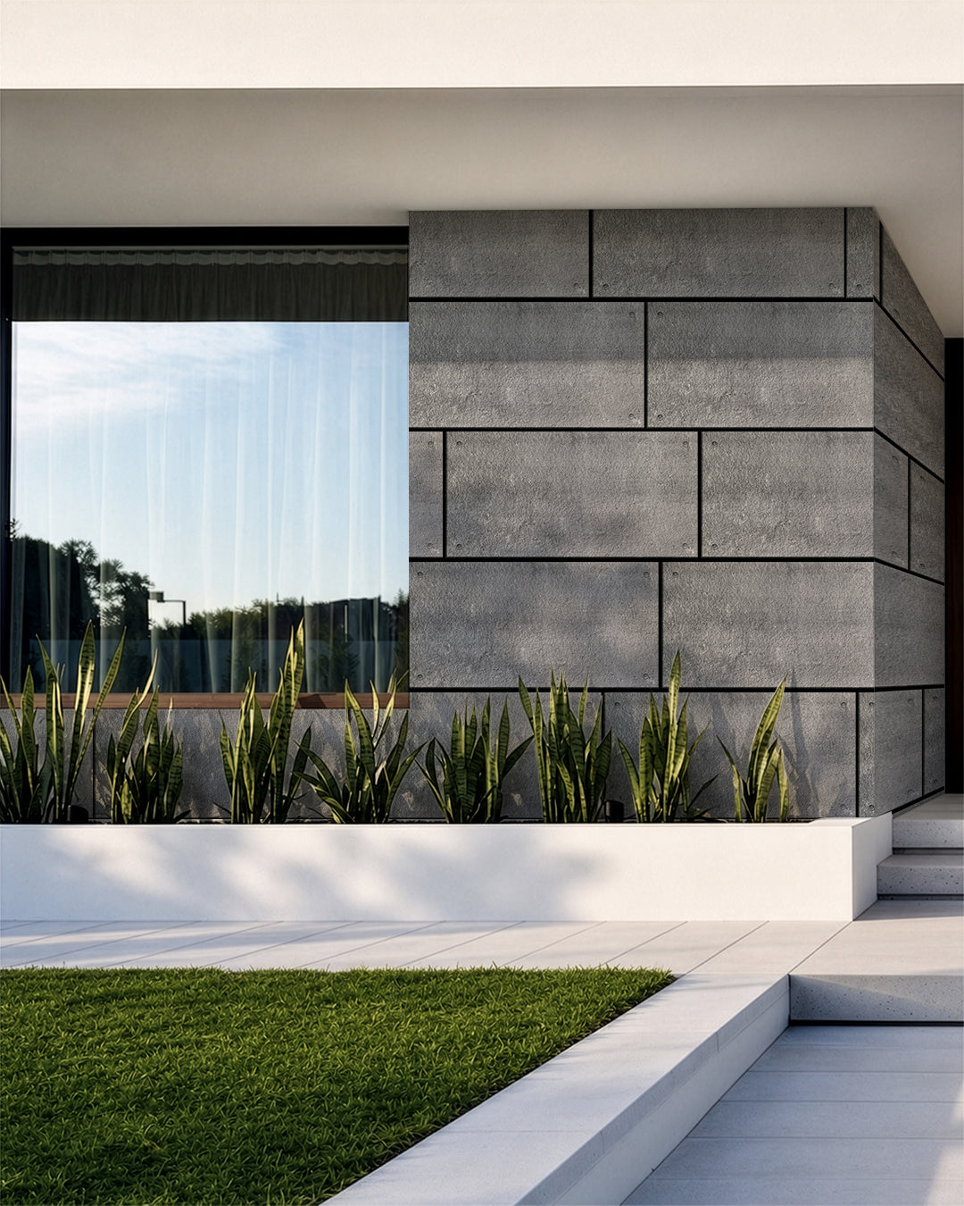 Revestimiento de pared efecto hormigón 50×100×2 cm | Paneles de pared 3D de poliestireno | Dark Concrete AT-17