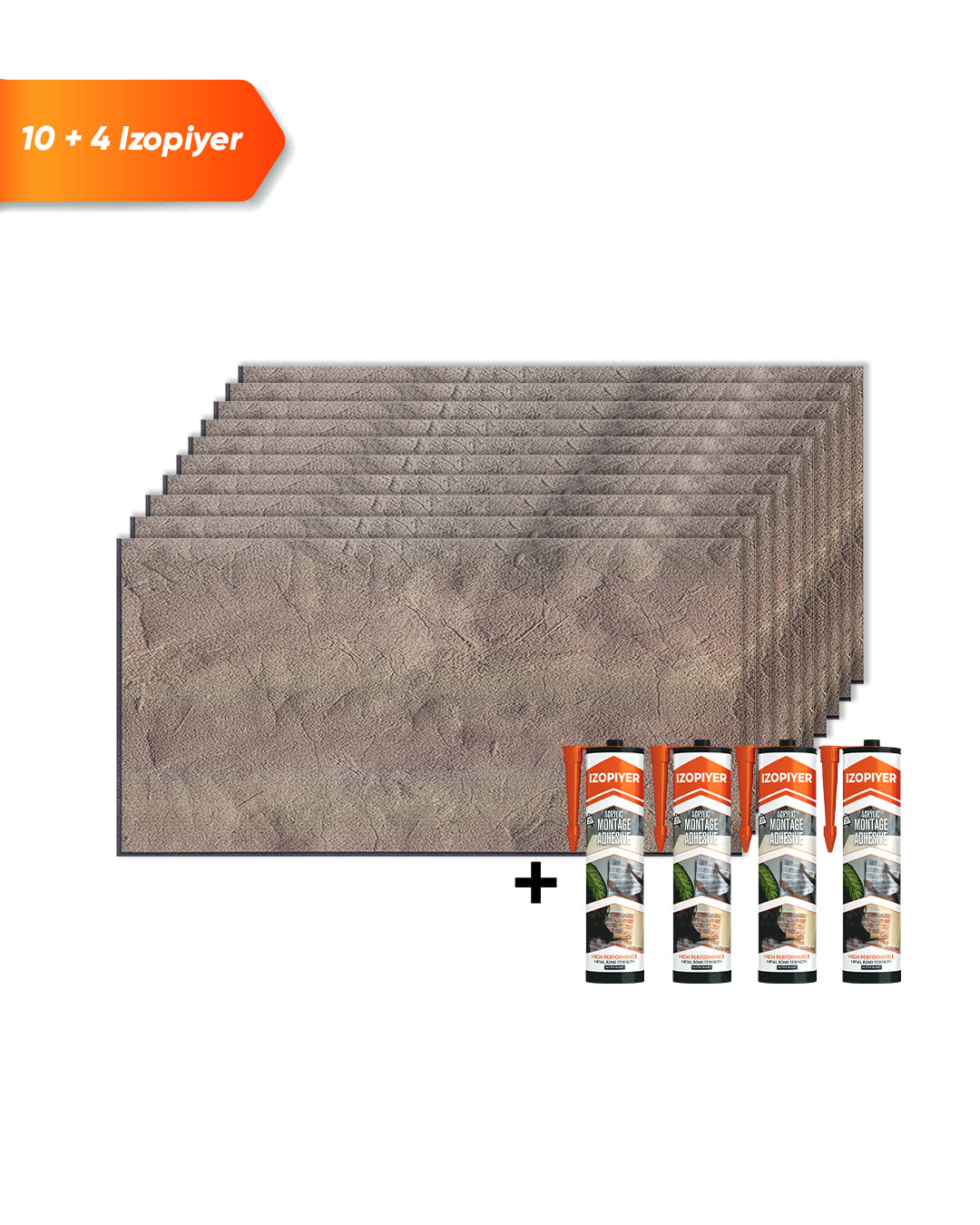 Revestimiento de pared efecto hormigón 50×100×2 cm | Paneles de pared 3D de poliestireno | Desert Concrete AT-25