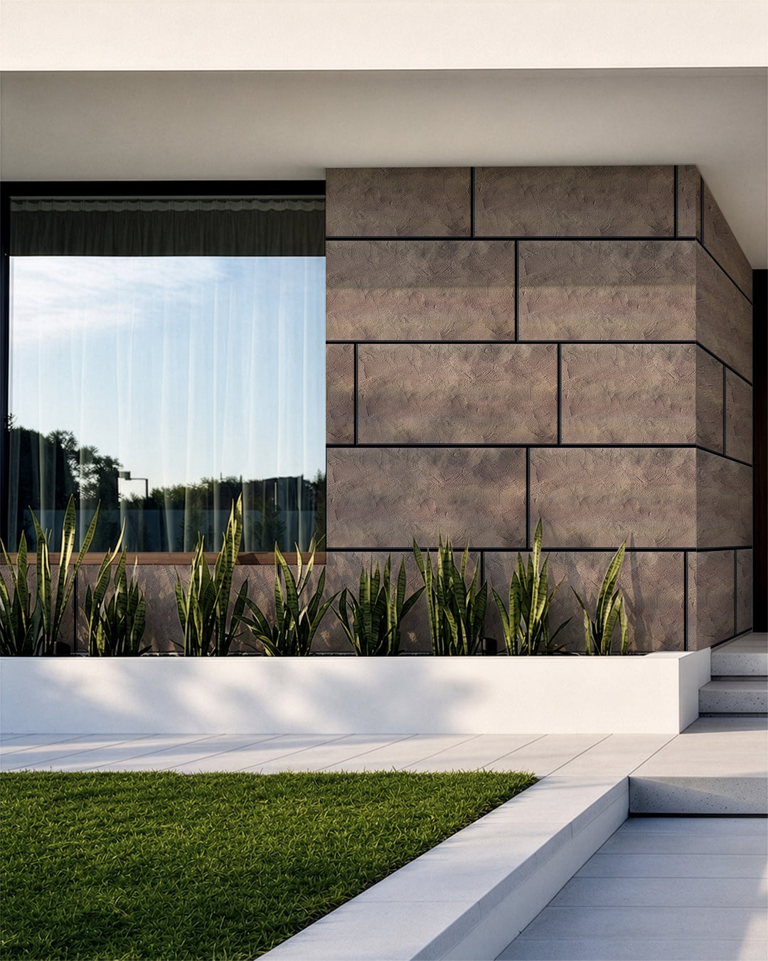 Revestimiento de pared efecto hormigón 50×100×2 cm | Paneles de pared 3D de poliestireno | Desert Concrete AT-25