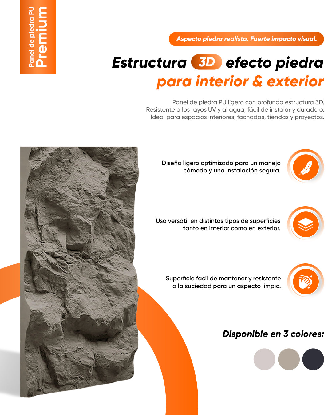 Dark Grey Paneles de Pared 3D de Piedra Stone