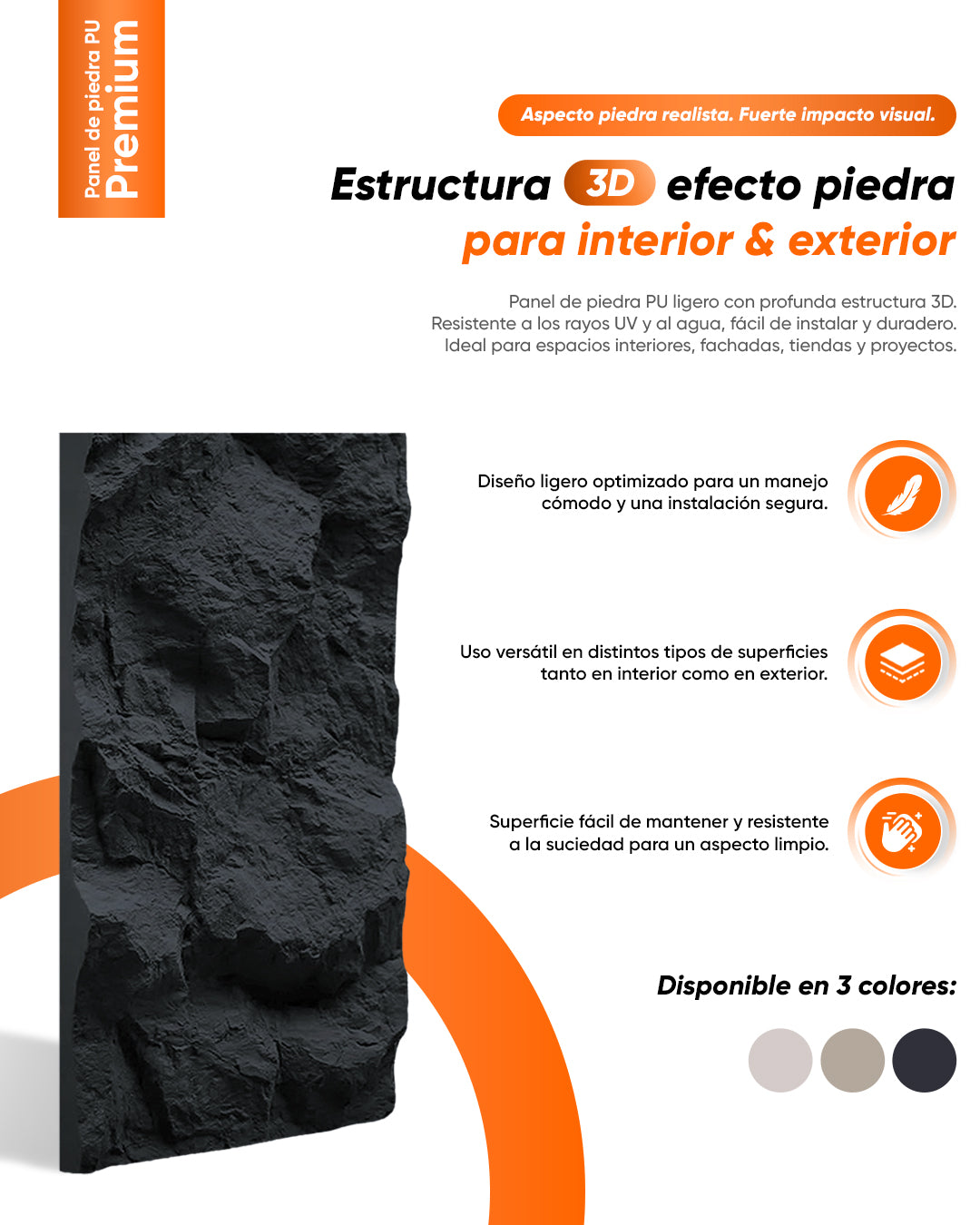 Night Stone Paneles de Pared 3D de Piedra Stone