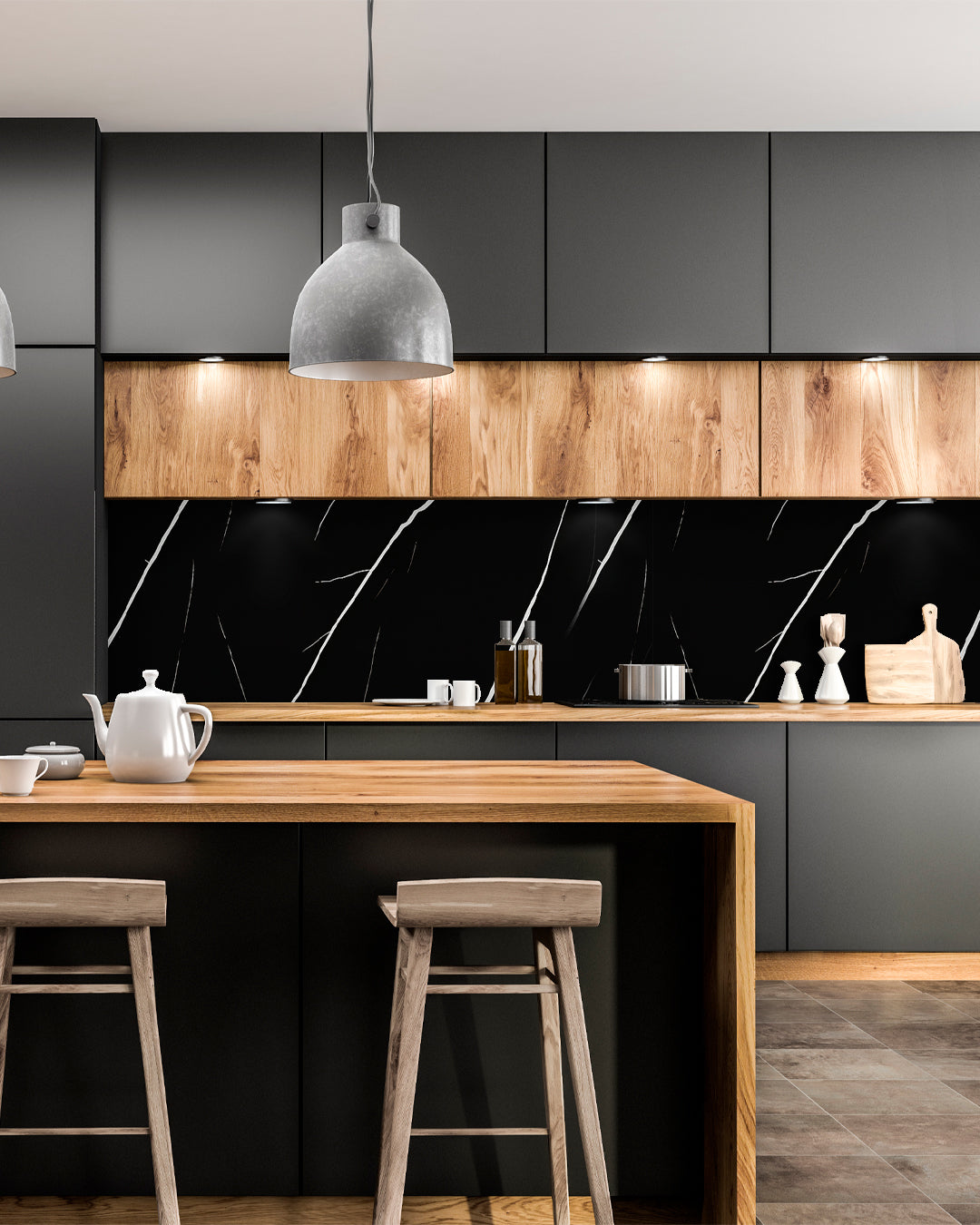 Black Lightning V-02 / Alternativa de mármol a los azulejos del baño