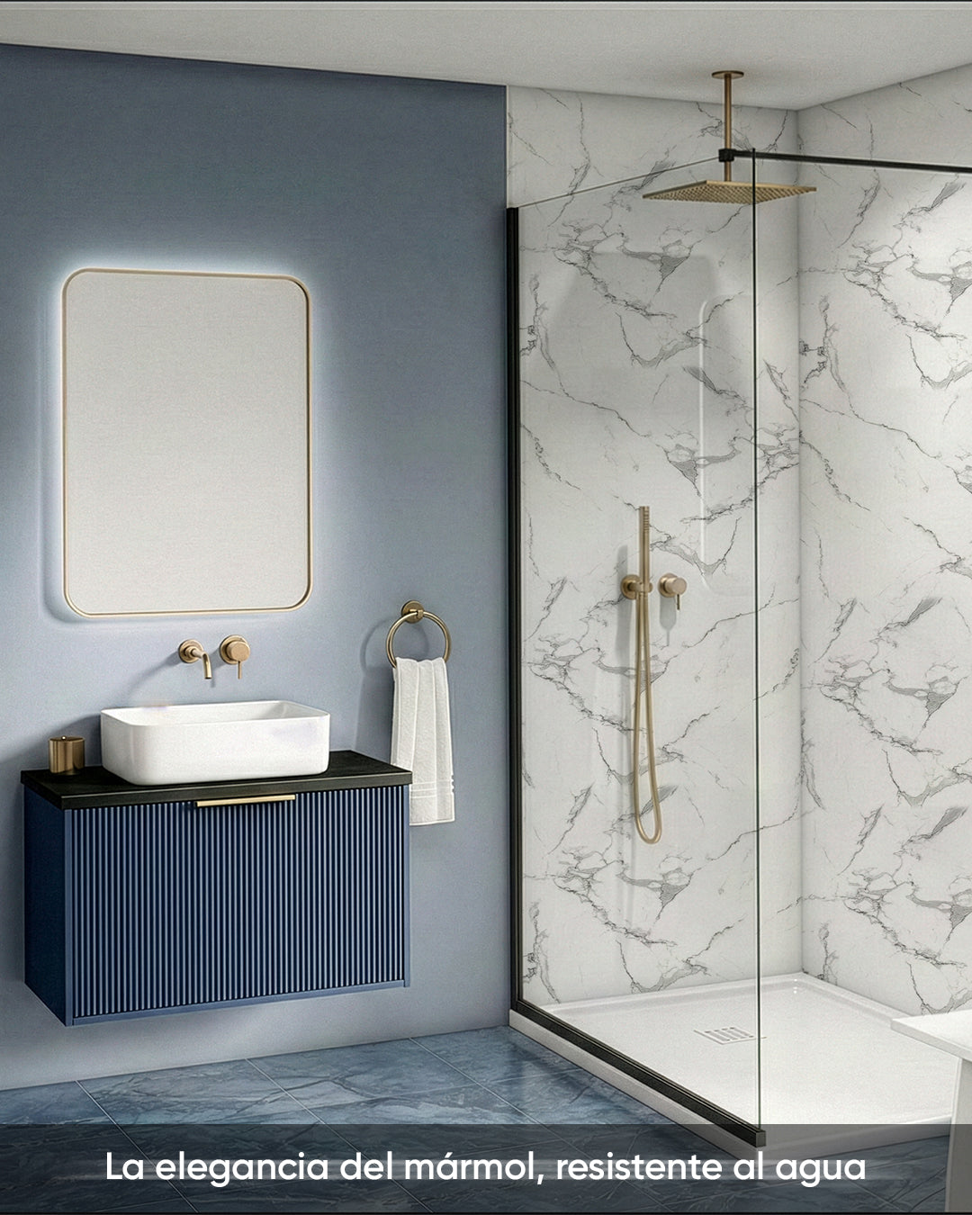 Carrara / Alternativa de mármol a los azulejos del baño
