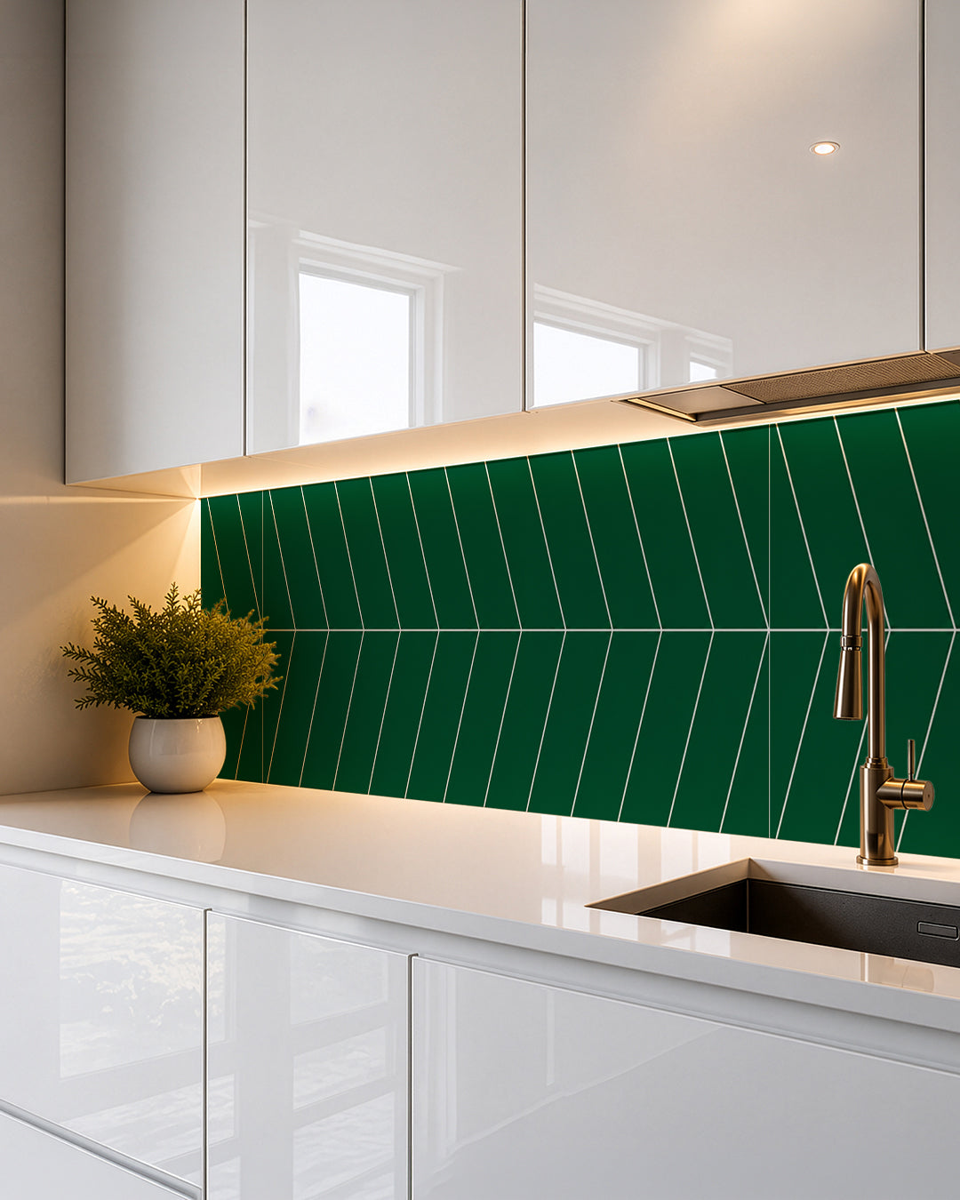 Panel de pared SPC 60x120 cm | Revestimiento de pared impermeable | Chevron Grün