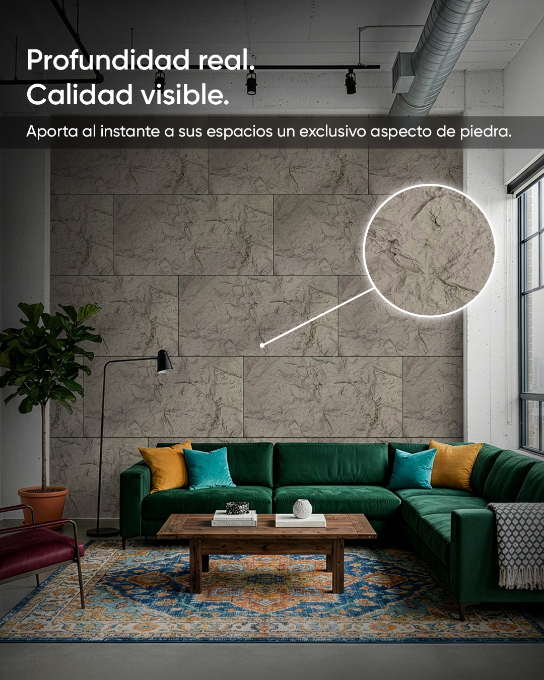 Dark Grey Paneles de Pared 3D de Piedra Stone