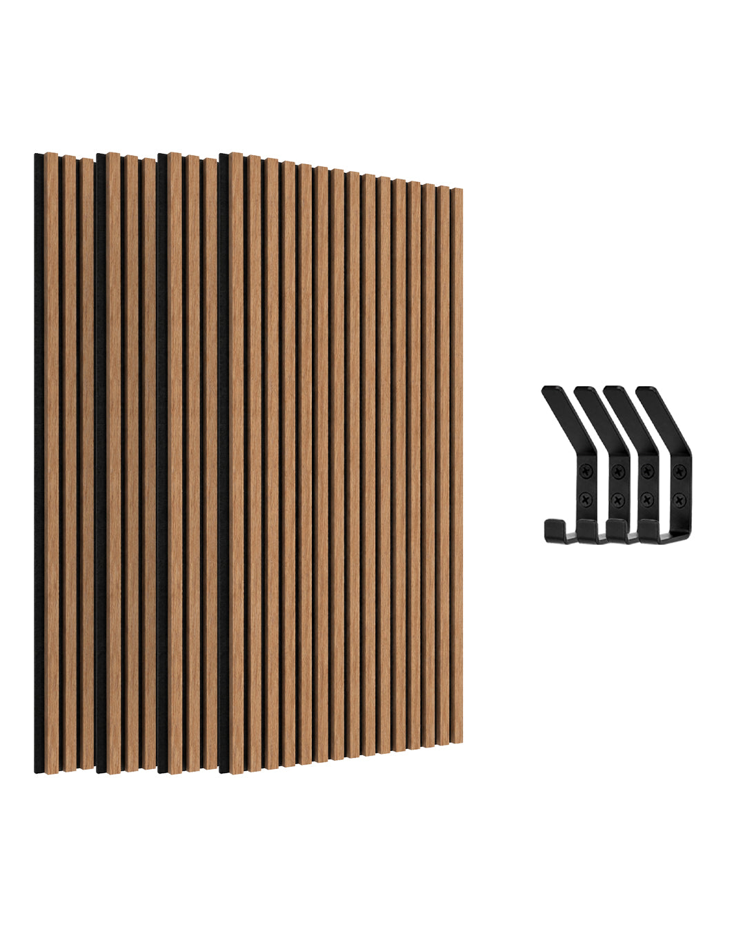 Paneles Acústicos de Pared en Fieltro – Set de 4 – 120×60×2,1 cm – Dark Walnut
