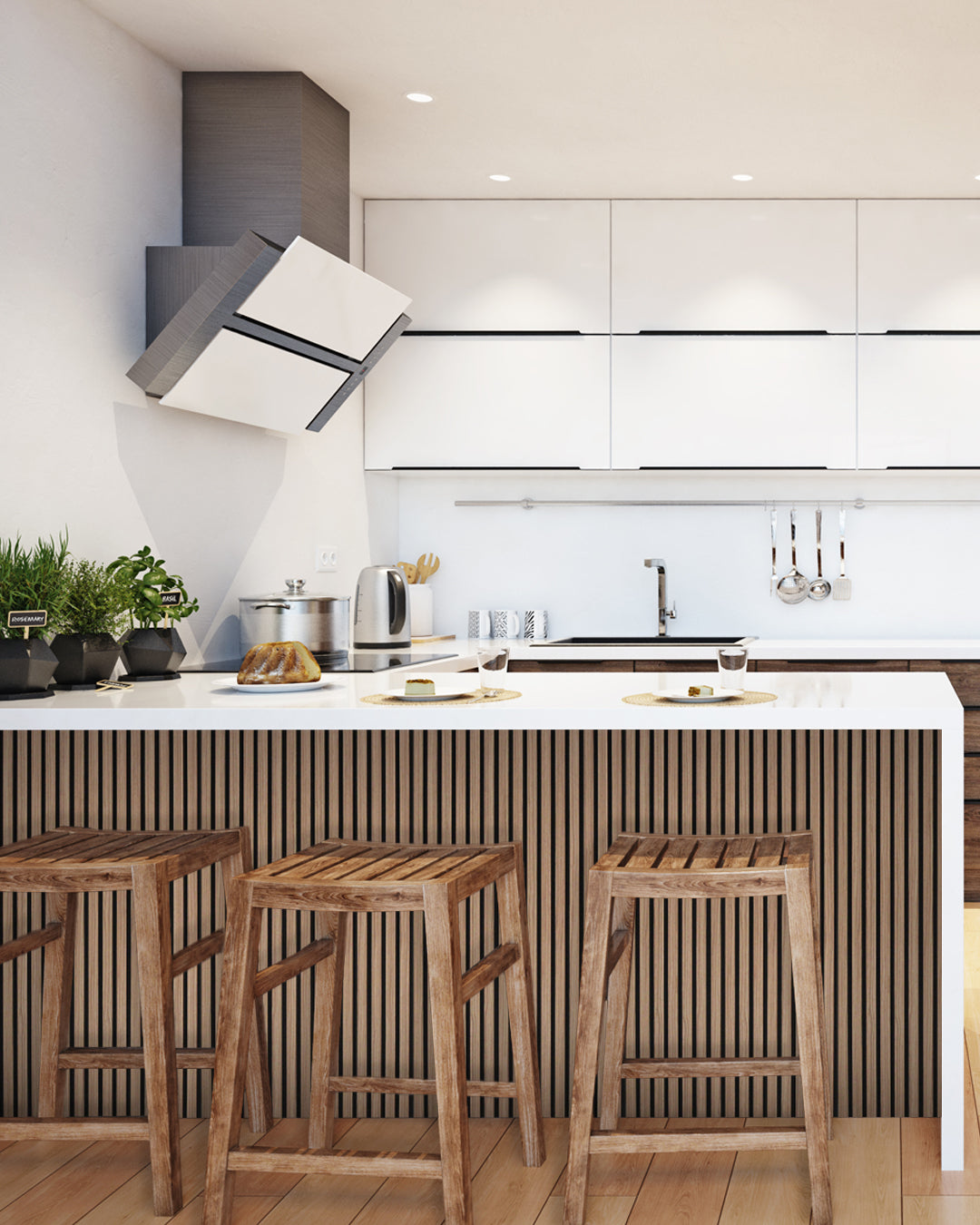 Paneles Acústicos de Pared en Fieltro – Set de 4 – 120×60×2,1 cm – Dark Walnut