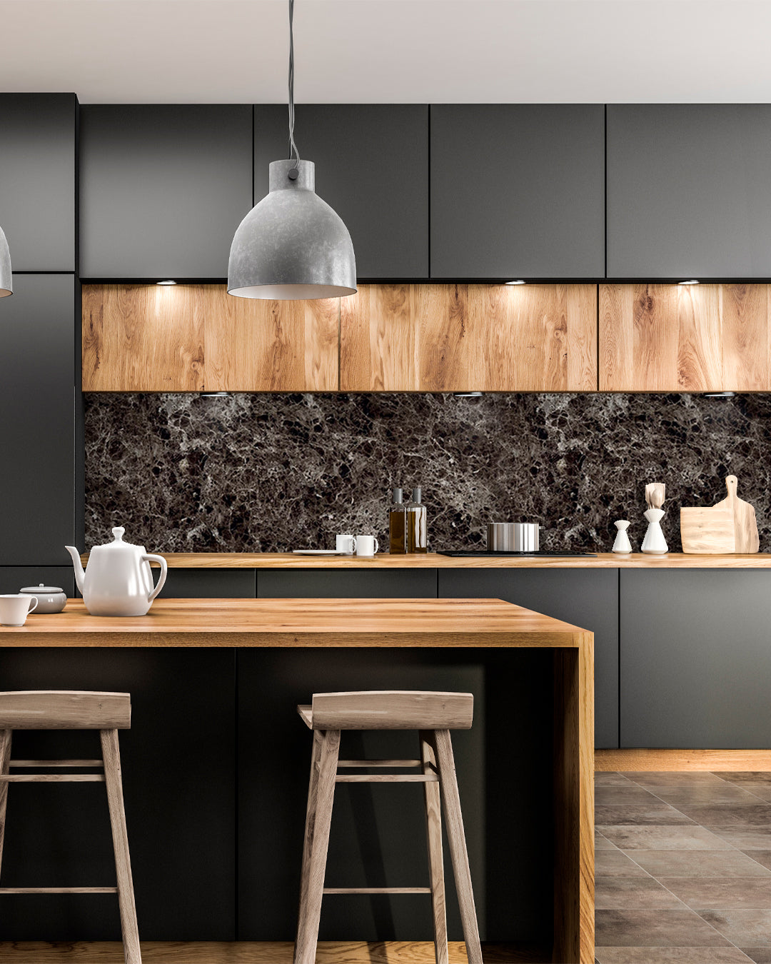 Emperador Dark / Alternativa de mármol a los azulejos del baño