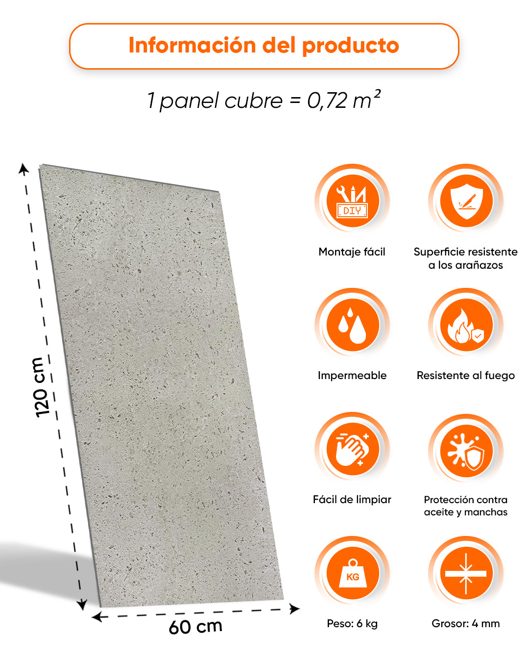 Panel de pared SPC 60x120 cm | Revestimiento de pared impermeable | Infinite Elegance