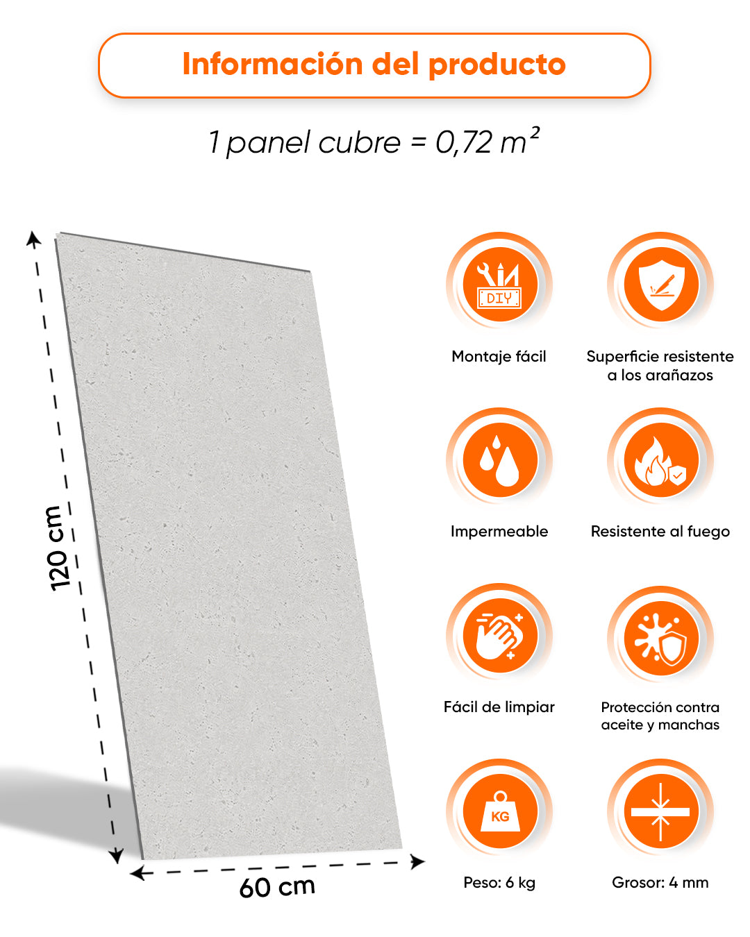 Panel de pared SPC 60x120 cm | Revestimiento de pared impermeable | Infinite Elegance