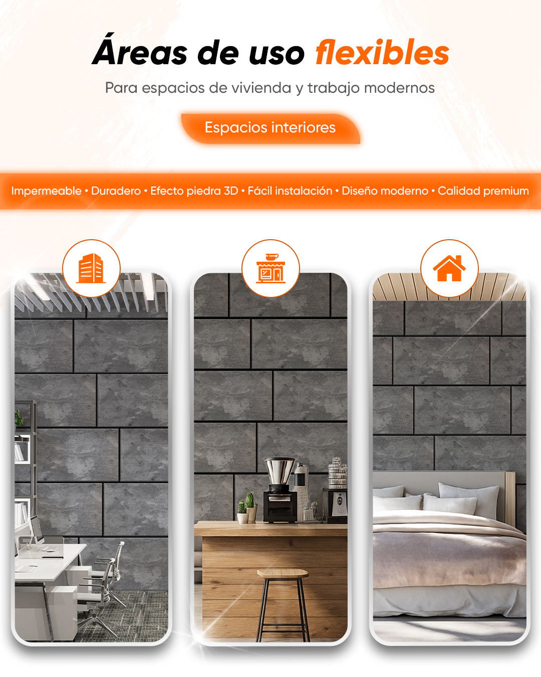 Revestimiento de pared efecto hormigón 50×100×2 cm | Paneles de pared 3D de poliestireno | Storm Grey Concrete AT-04