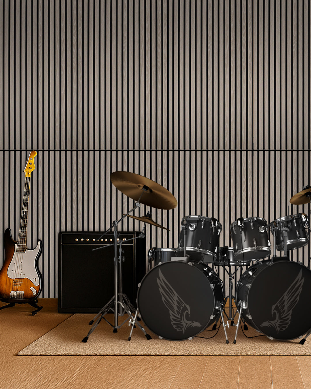 Paneles Acústicos de Pared en Fieltro – Set de 4 – 120×60×2,1 cm – Light Oak