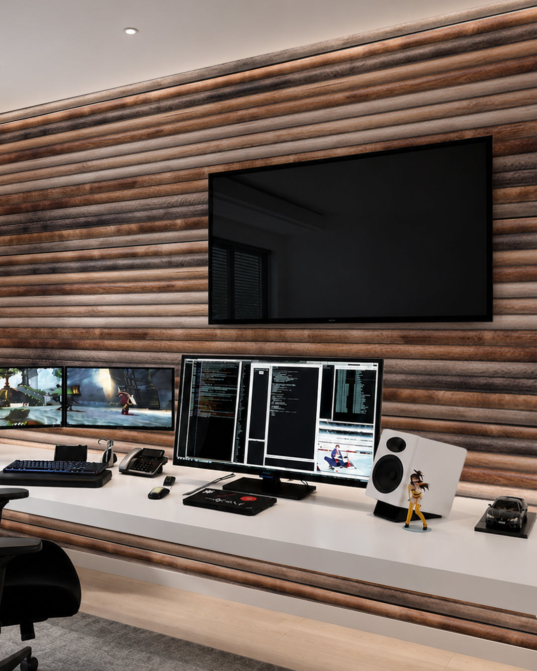 Revestimiento de pared efecto madera 50×100×2 cm | Paneles de pared 3D de poliestireno | Rustic Wood OP-02
