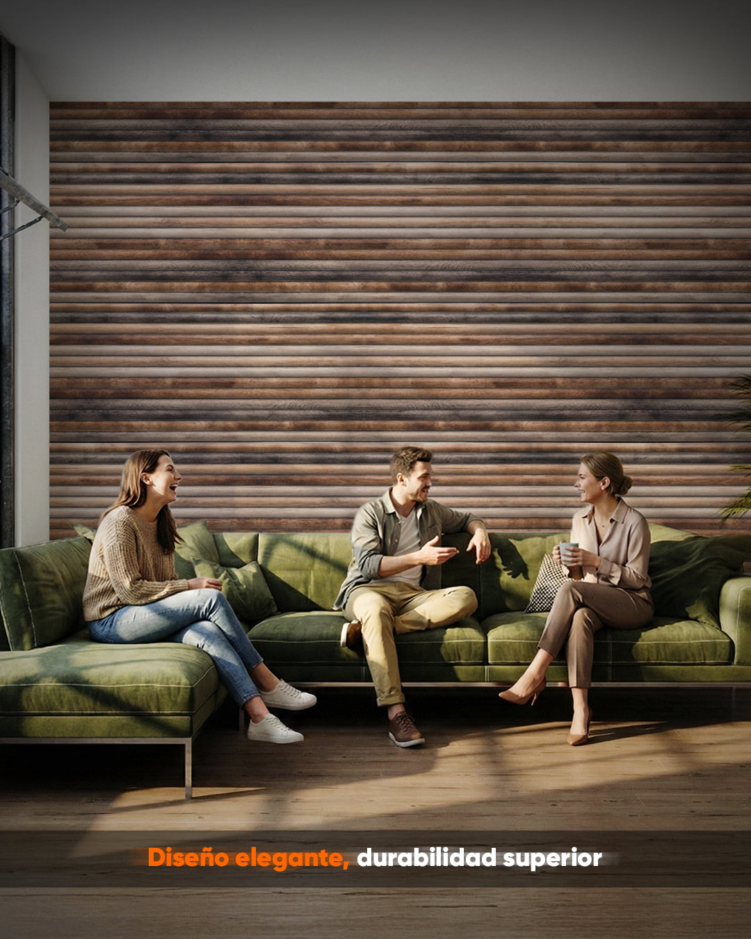 Revestimiento de pared efecto madera 50×100×2 cm | Paneles de pared 3D de poliestireno | Rustic Wood OP-02