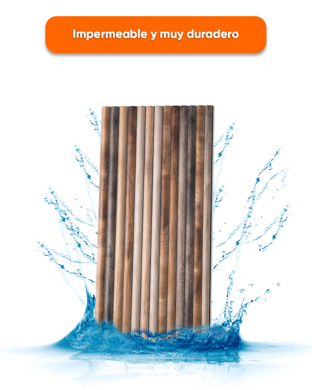 Revestimiento de pared efecto madera 50×100×2 cm | Paneles de pared 3D de poliestireno | Rustic Wood OP-02