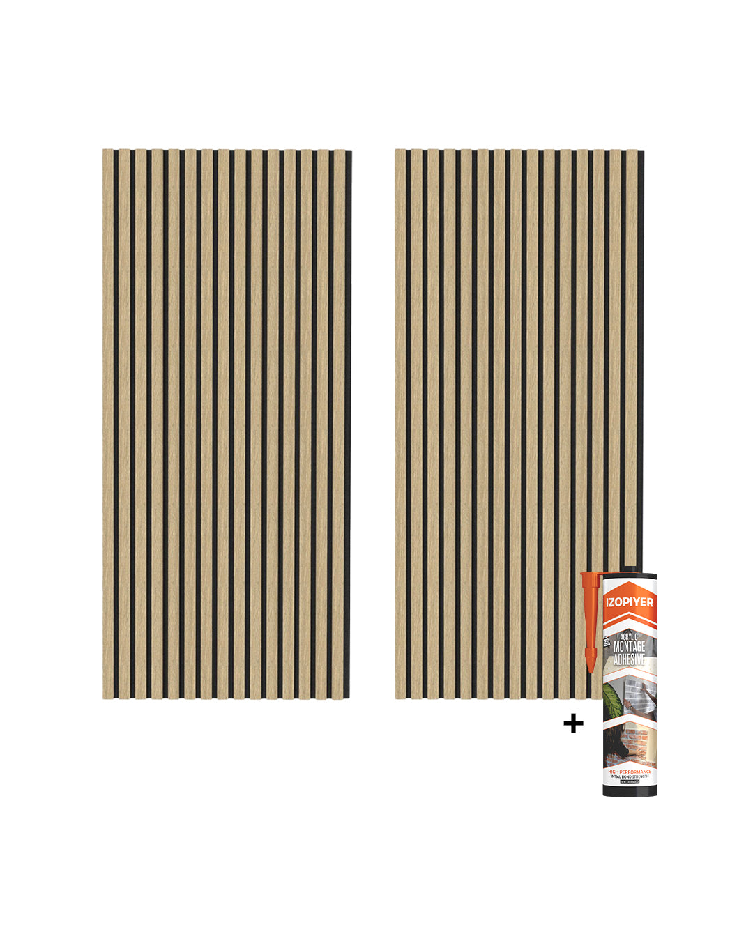 Panel acústico de pared de madera 3D set de 2 – Natural