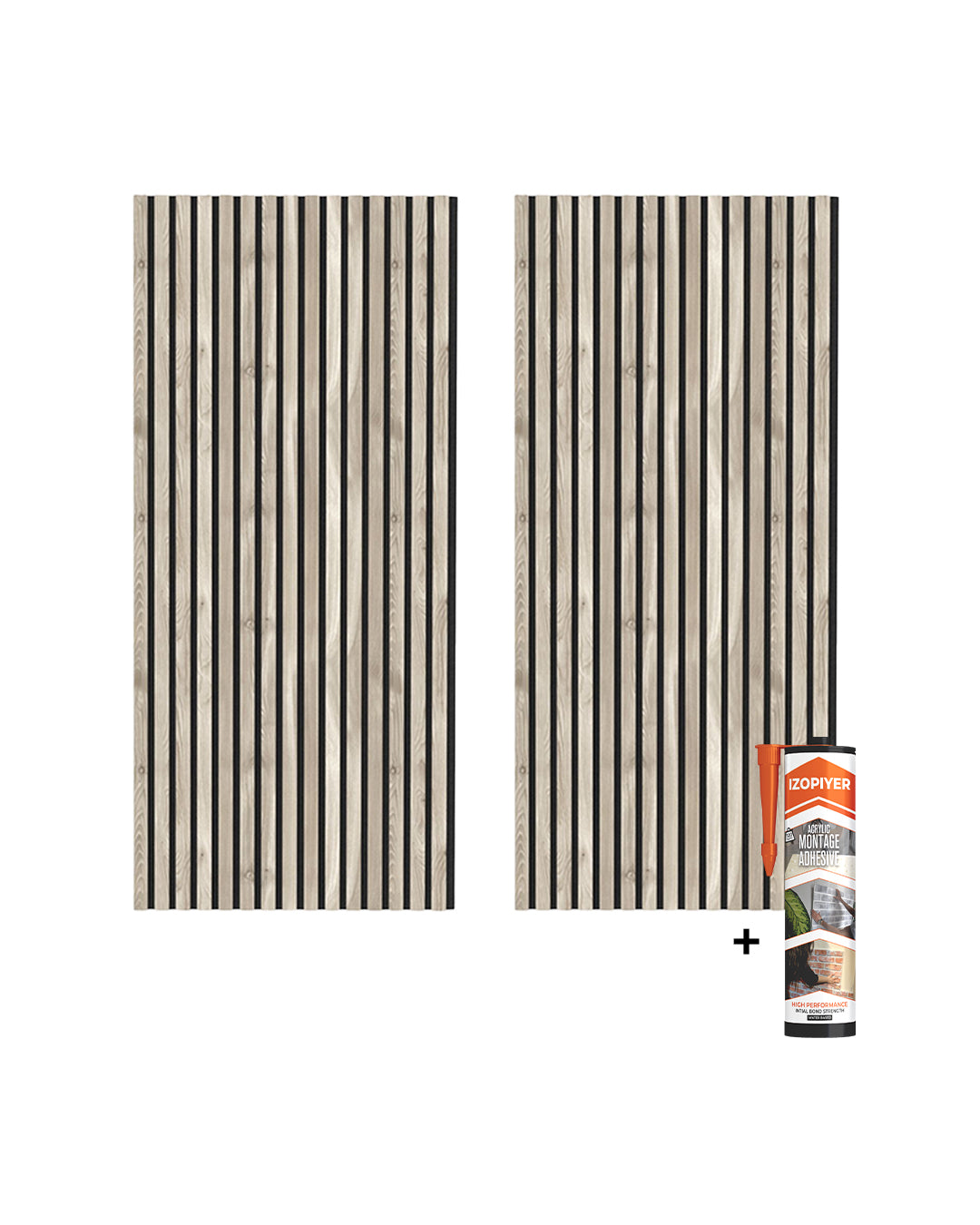 Panel acústico de pared de madera 3D set de 2 – Sand Grey