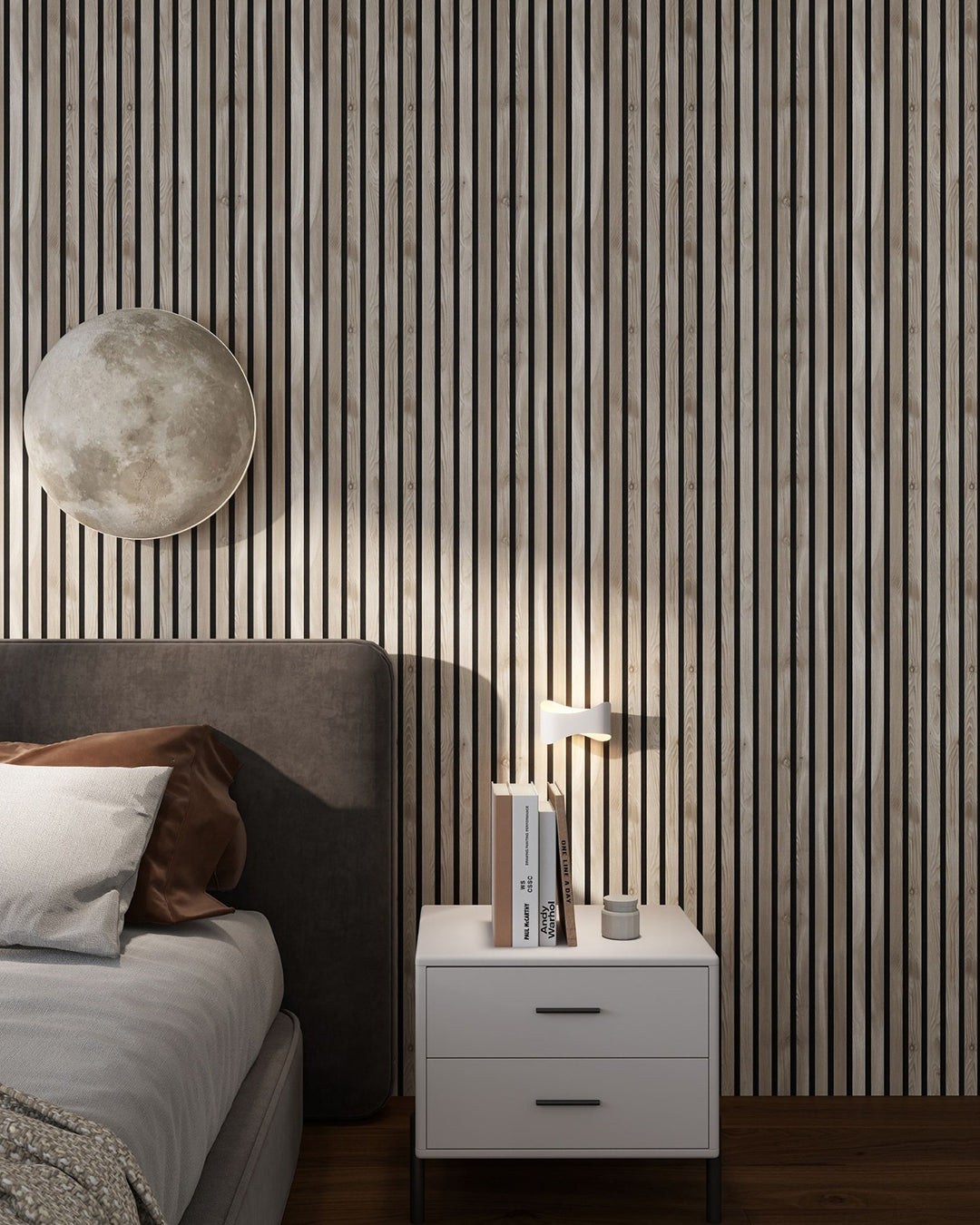Panel acústico de pared de madera 3D set de 2 – Sand Grey