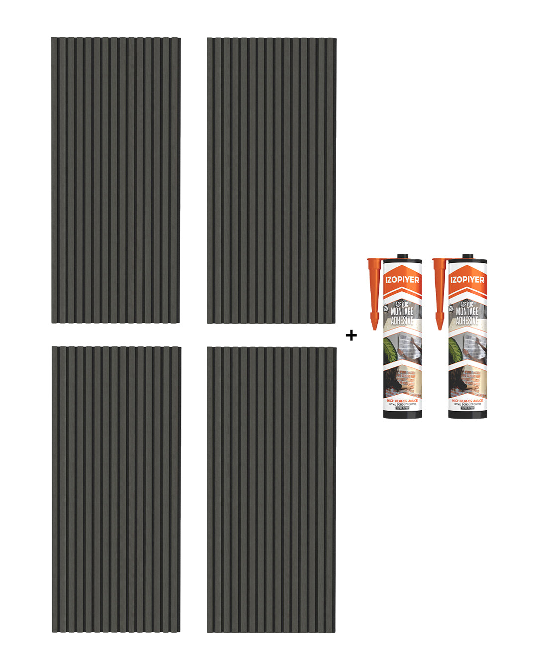 Panel acústico de pared de madera 3D set de 2 – Basalt