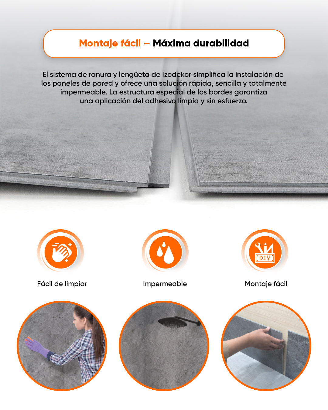 Panel de pared SPC Gris 60x120 cm – Stein Grau