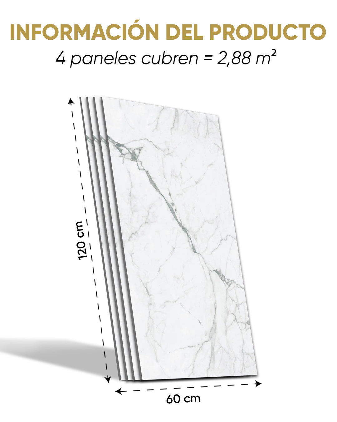 Panel de pared SPC Blanco 60x120 cm – Carrara Marmor
