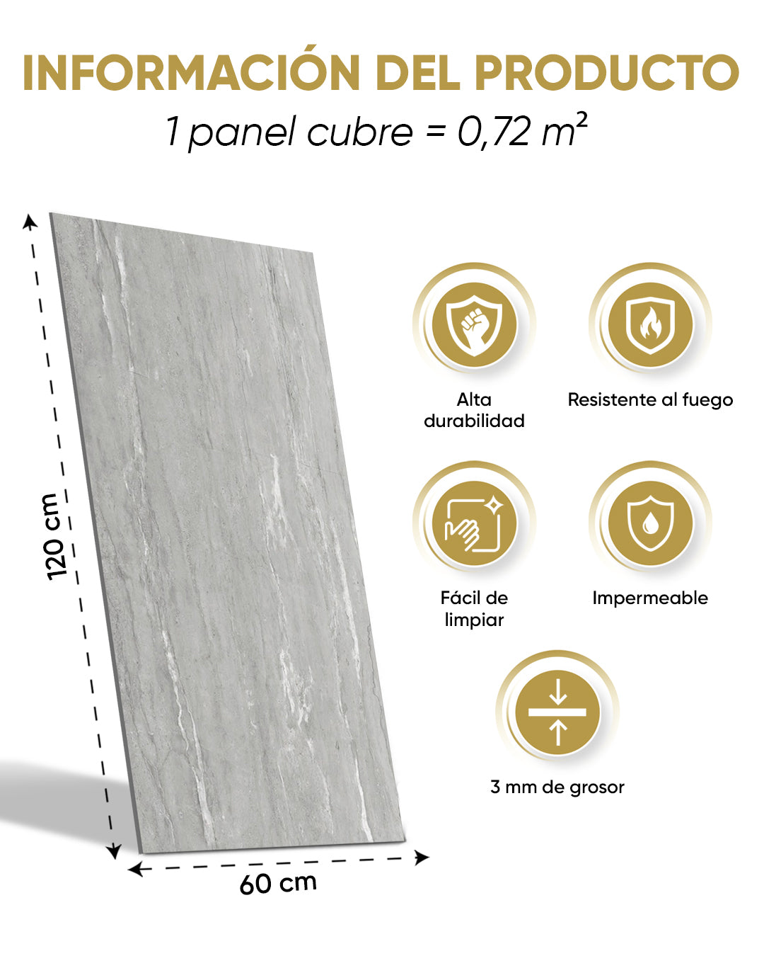 Panel de pared SPC Gris 60x120 cm – Silberne Nebel