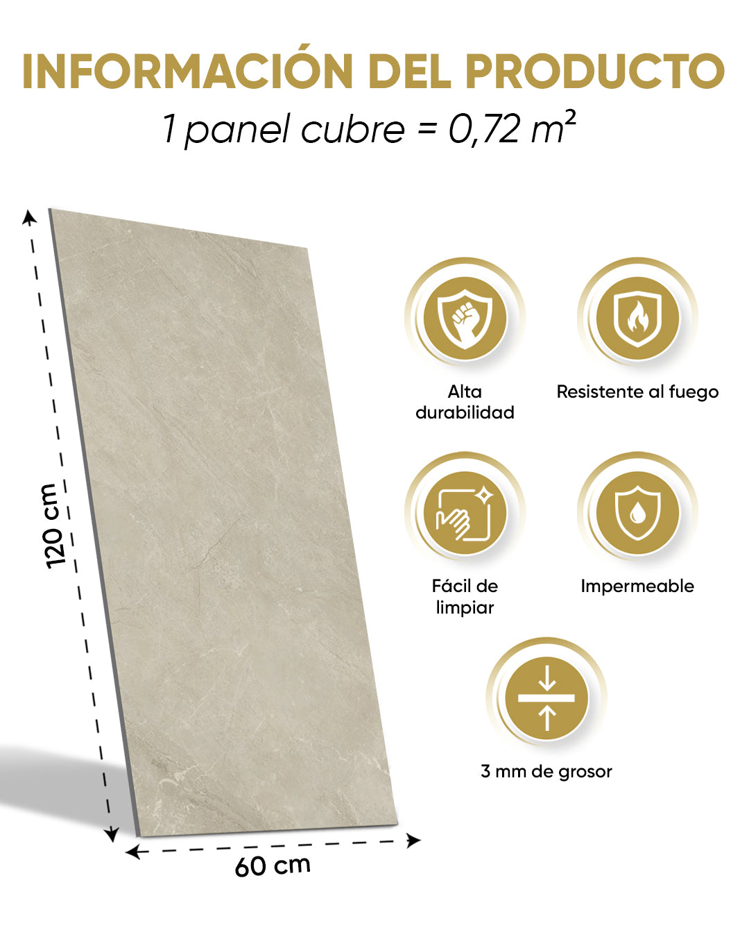 Panel de pared SPC Gris 60x120 cm – Sandstein Beige