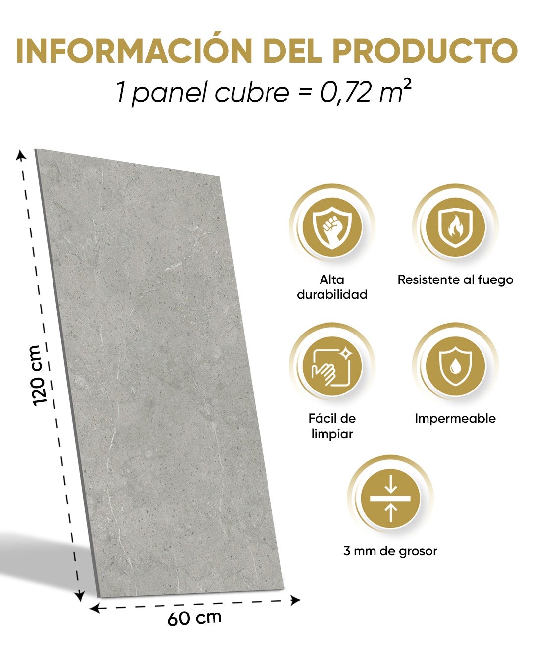 Panel de pared SPC Gris 60x120 cm – Stein Grau