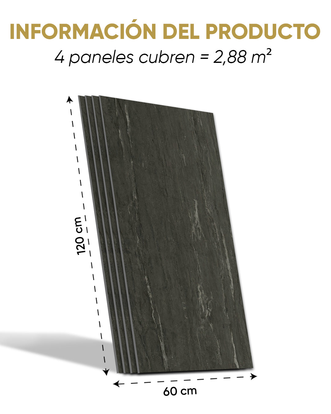 Panel de pared SPC Gris Oscuro 60x120 cm – Kohleschwarz