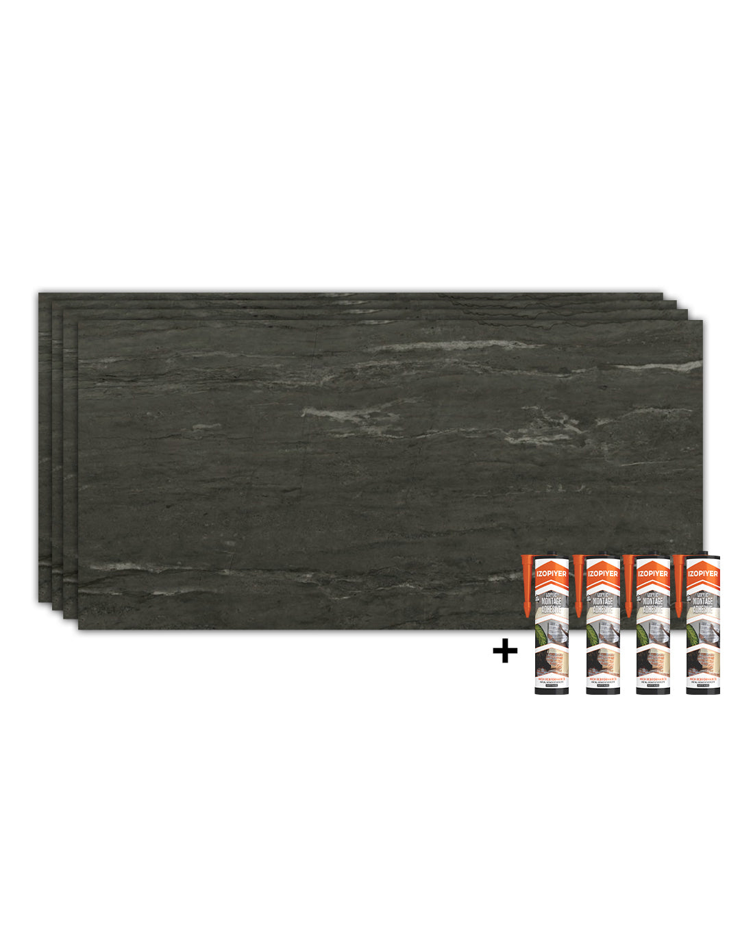 Panel de pared SPC Gris Oscuro 60x120 cm – Kohleschwarz