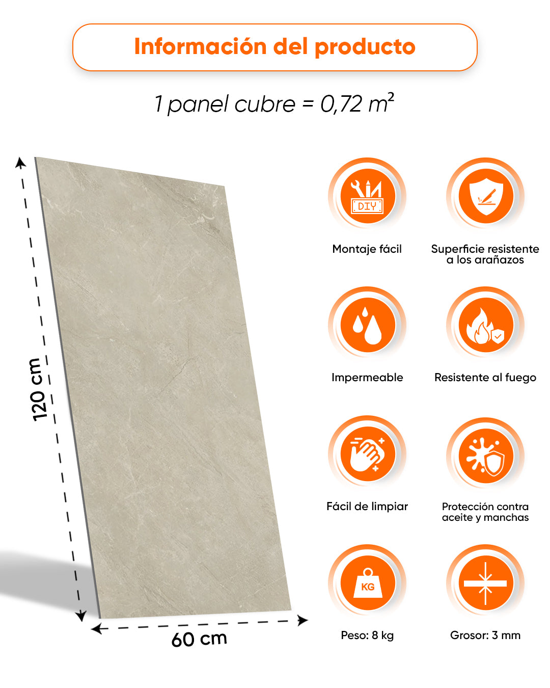 Panel de pared SPC Gris 60x120 cm – Sandstein Beige