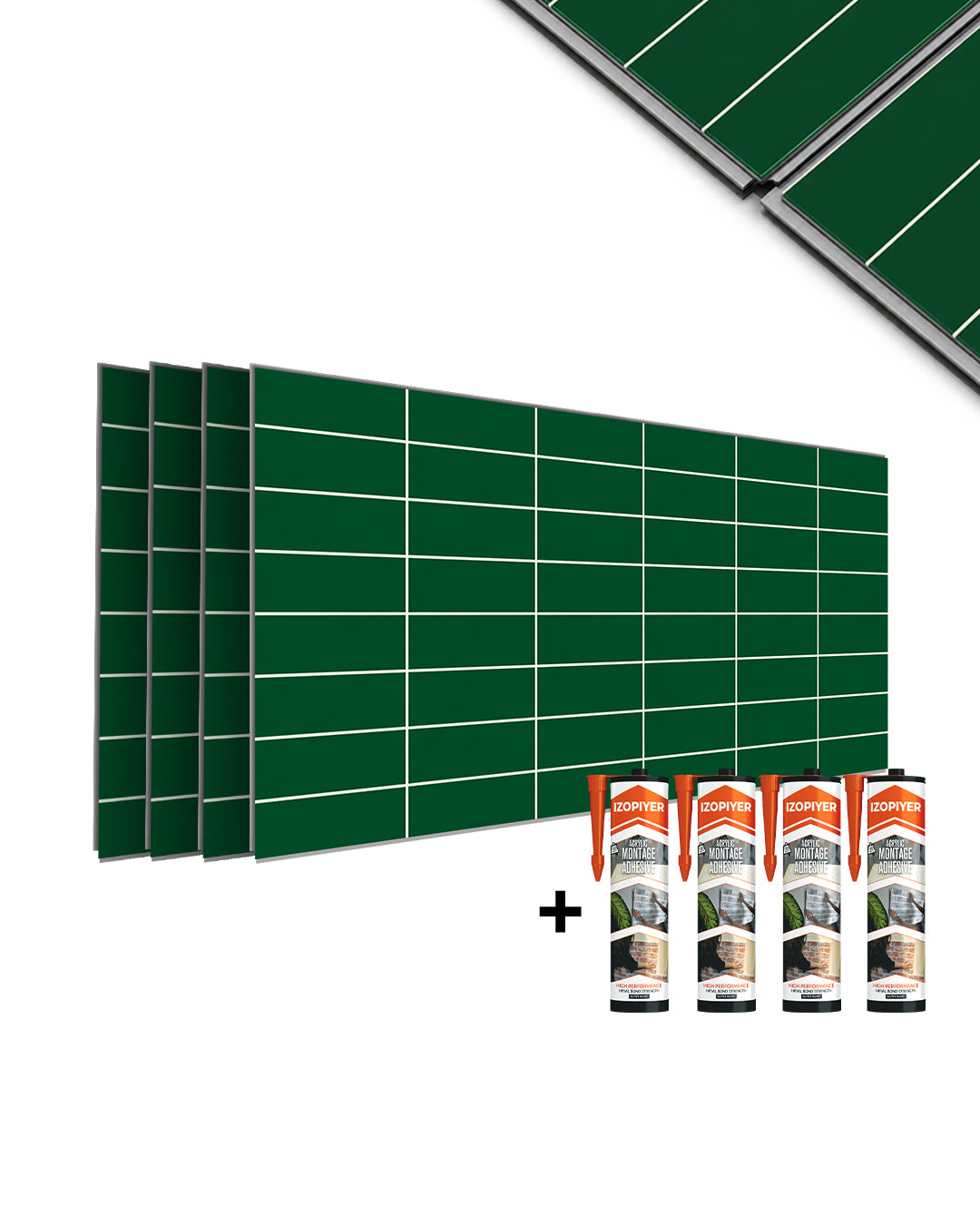 Panel de pared SPC 60x120 cm | Revestimiento de pared impermeable | Tiefe Grünlinie