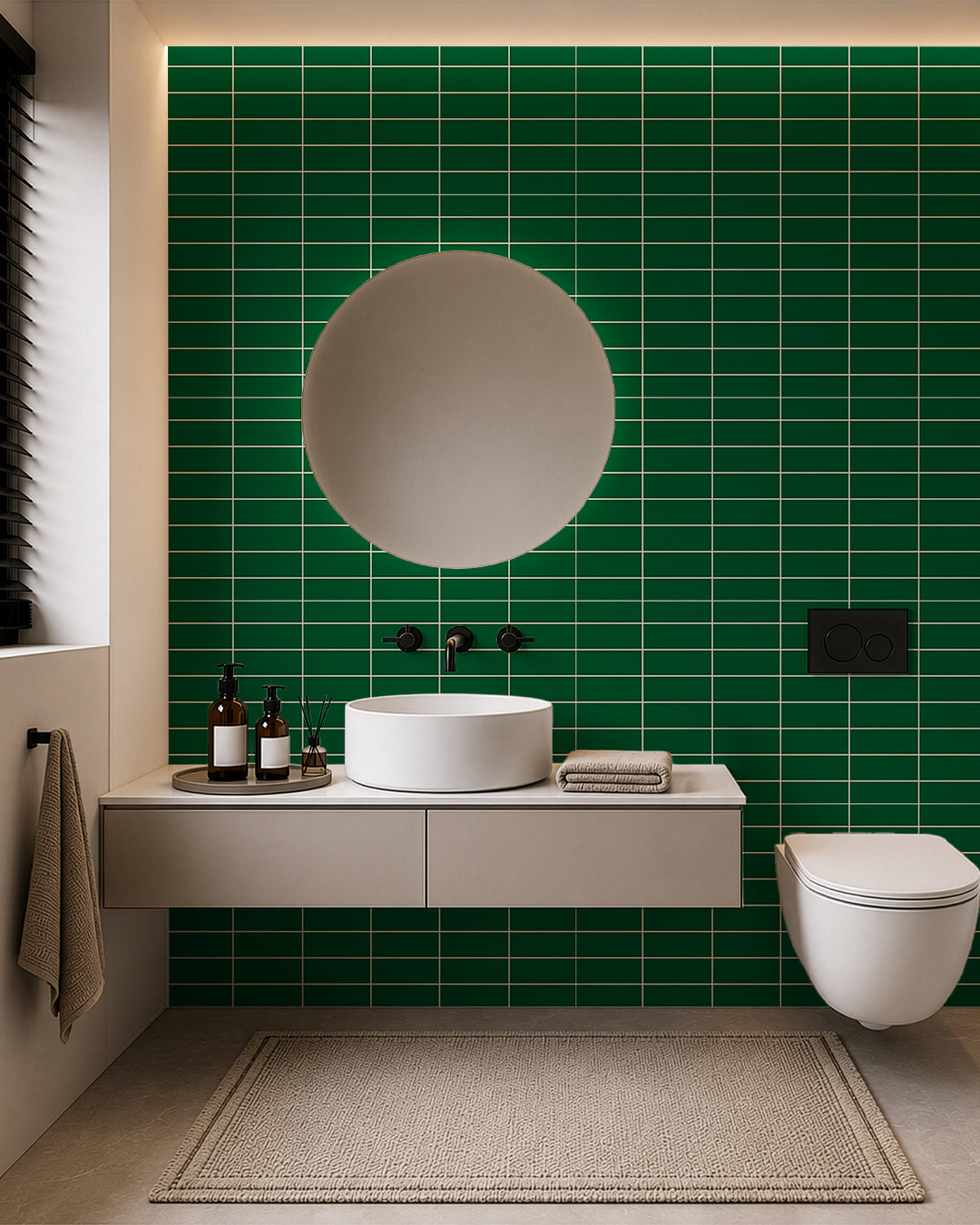Panel de pared SPC 60x120 cm | Revestimiento de pared impermeable | Tiefe Grünlinie