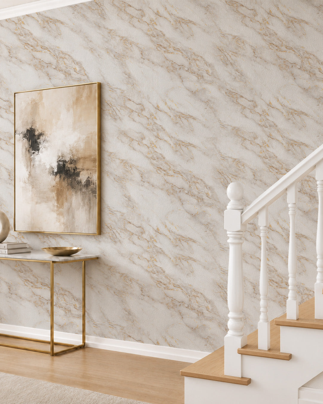 Revestimiento mural efecto mármol 120×300 cm - 2,5 mm de grosor | Autoadhesivo, flexible y enrollable | Gold Vein Marble