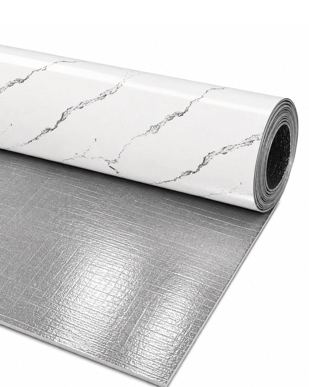 Revestimiento mural efecto mármol 120×300 cm - 2,5 mm de grosor | Autoadhesivo, flexible y enrollable | Silver Vein Marble