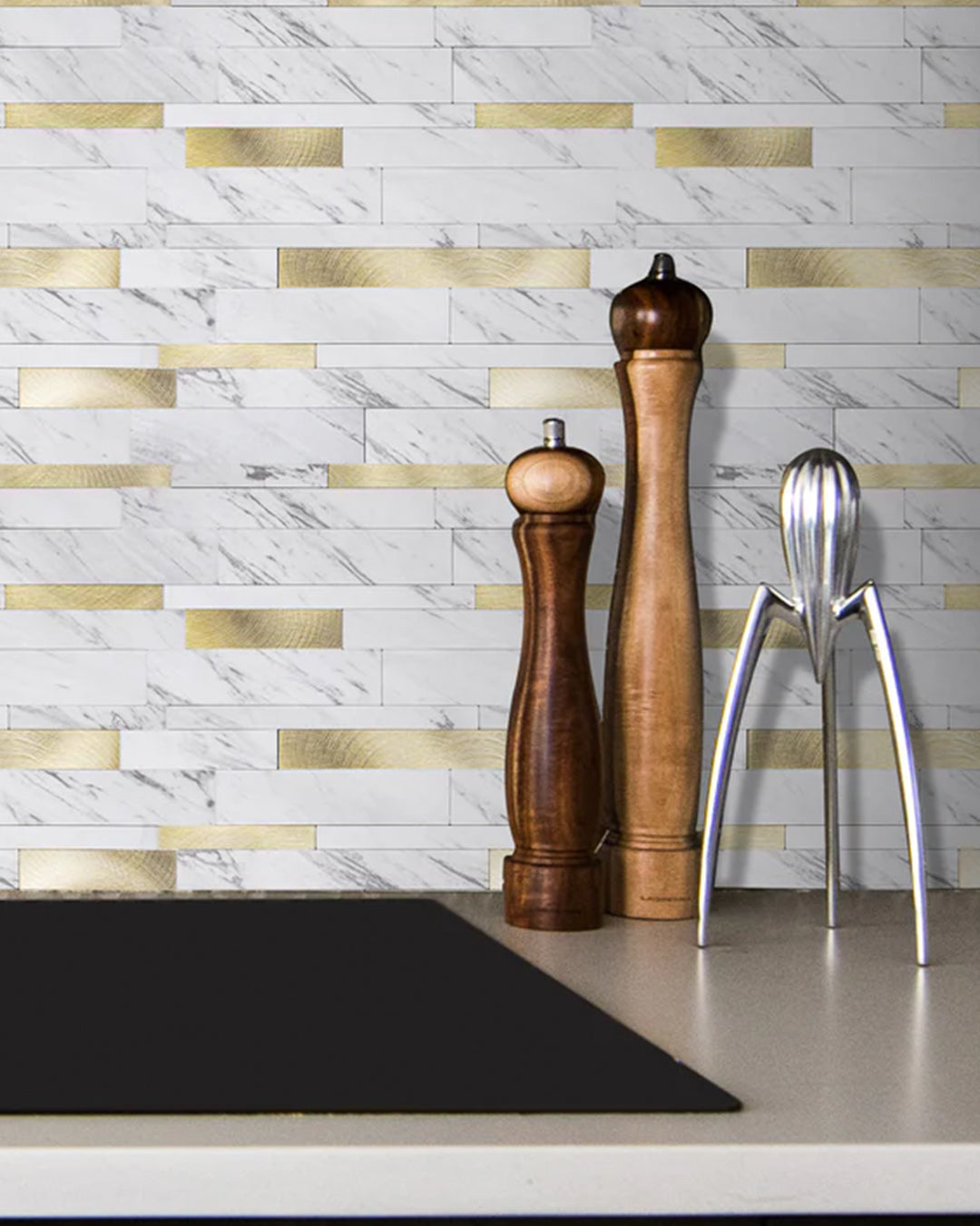 Gold and White Mosaics WJS-3144 | Mosaic Wall Tiles Self-Adhesive Wall Tiles