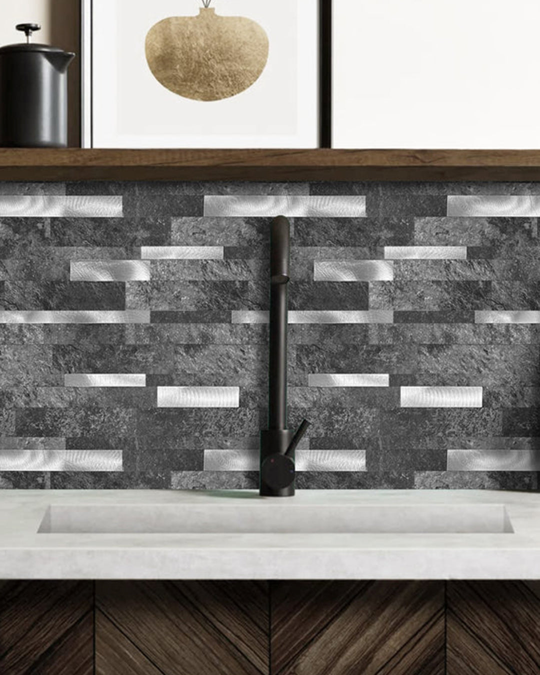 Modern Grey-White Mosaics WJS-3166 | Self-Adhesive Mosaic Wall Tiles