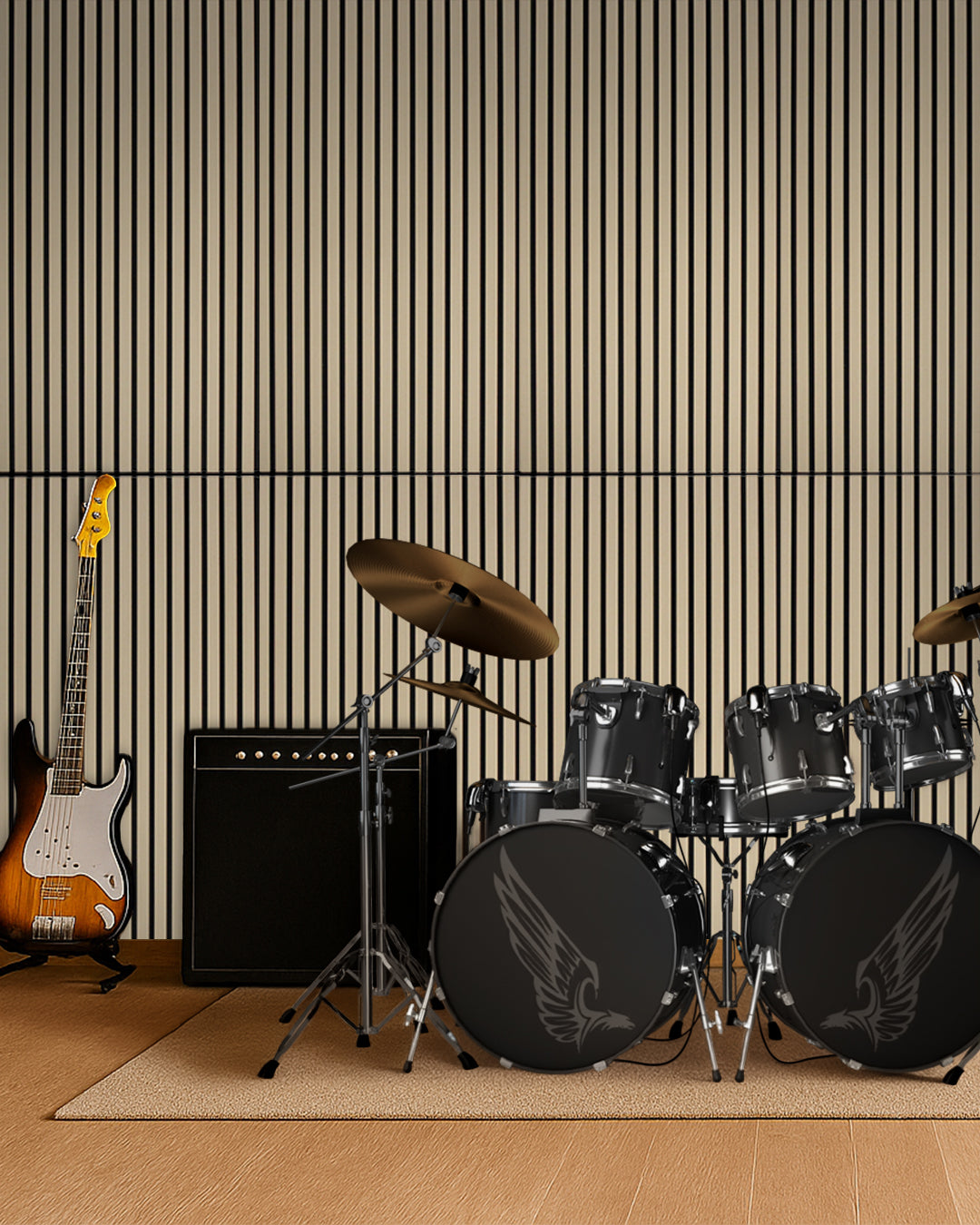 Paneles Acústicos de Pared en Fieltro – Set de 4 – 120×60×2,1 cm – White Oak