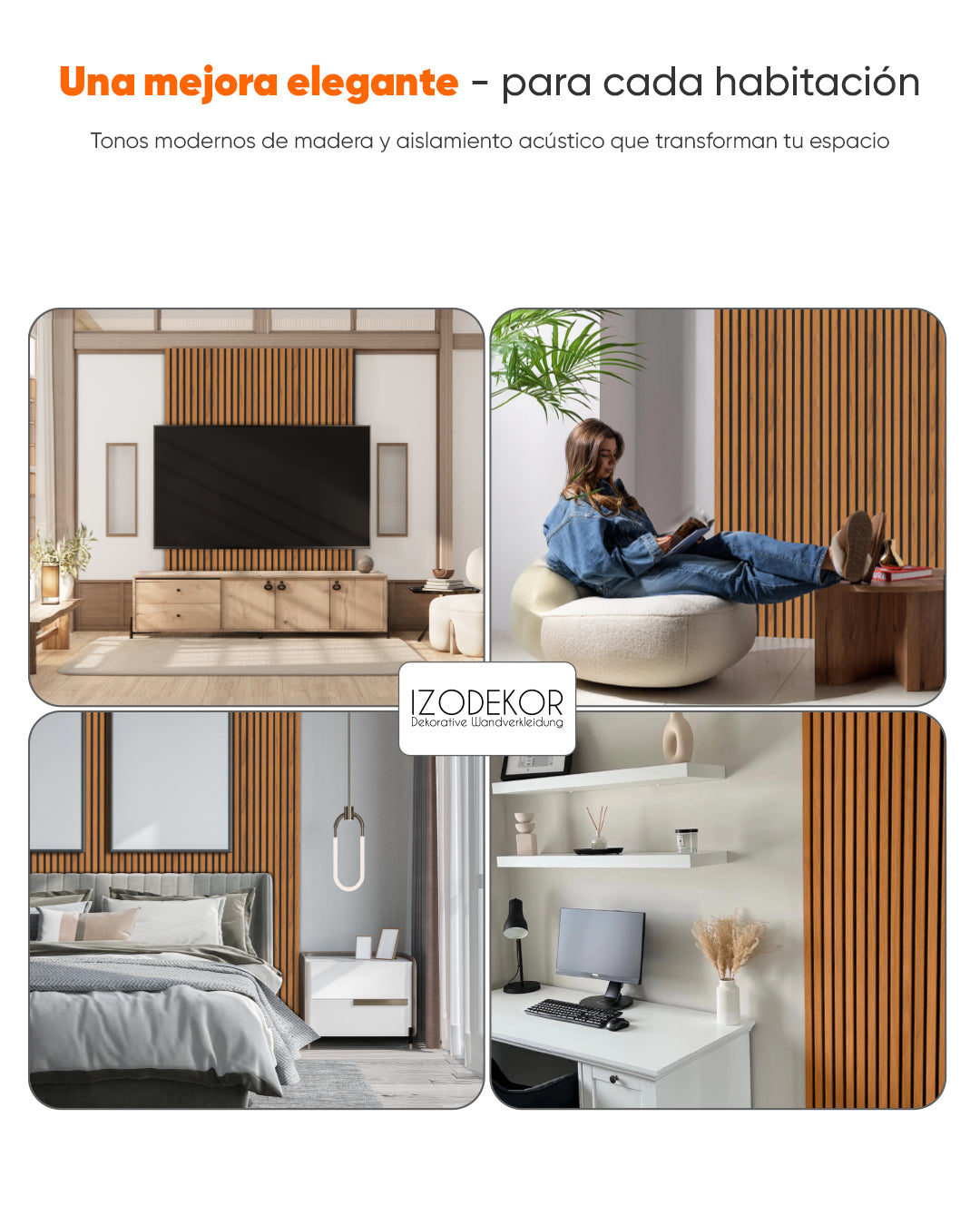 Panel acústico de pared de madera 3D set de 2 – Walnuss